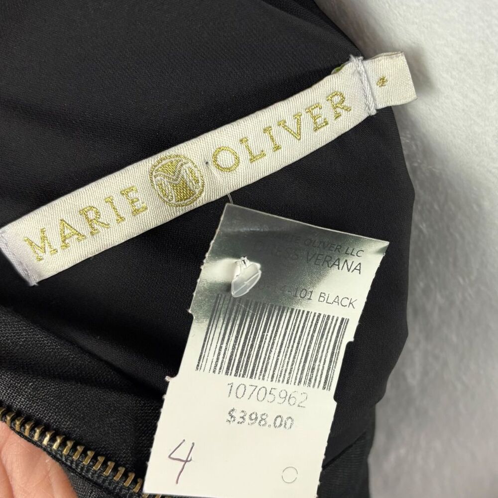 Marie Oliver Verana Linen Midi Dress 4 Black NWT Flounce Hem - Picture 8 of 10